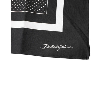 Dolce & Gabbana Black Polka Dots Cotton Handkerchief Scarf