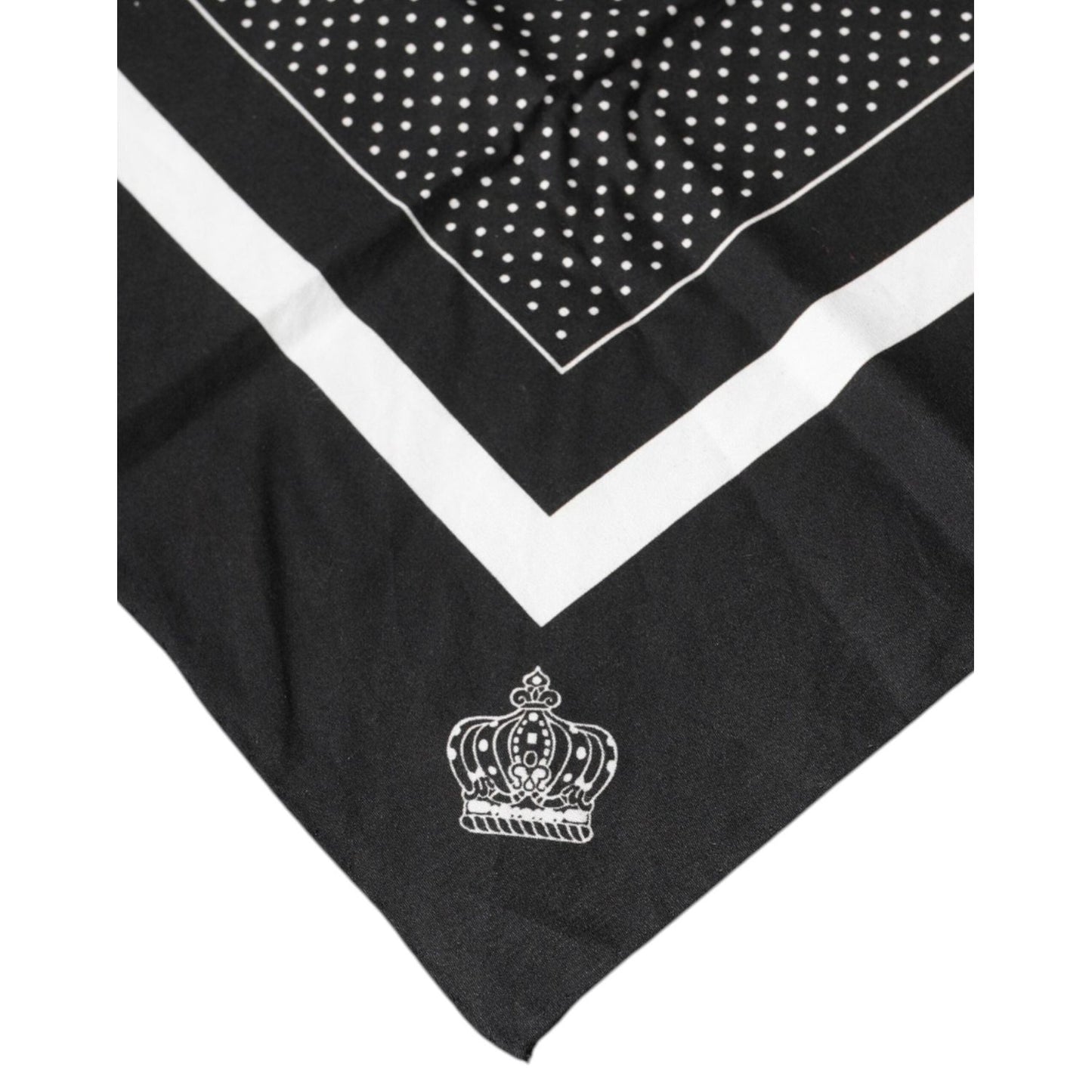 Dolce & Gabbana Black Polka Dots Cotton Handkerchief Scarf MS7230