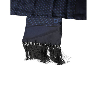 Dolce & Gabbana Dark Blue Fantasy Fringes Neck Wrap Scarf