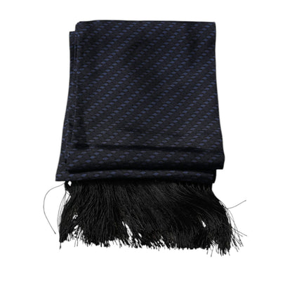 Dolce & Gabbana Dark Blue Fantasy Fringes Neck Wrap Scarf