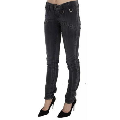 John Galliano Grey Washed Low Waist Zipper Side Skinny Denim Jeans