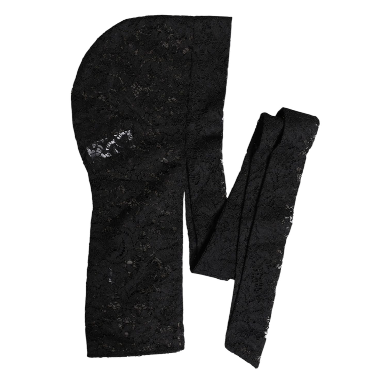 Dolce & Gabbana Black Floral Lace Whole Head Wrap Hat