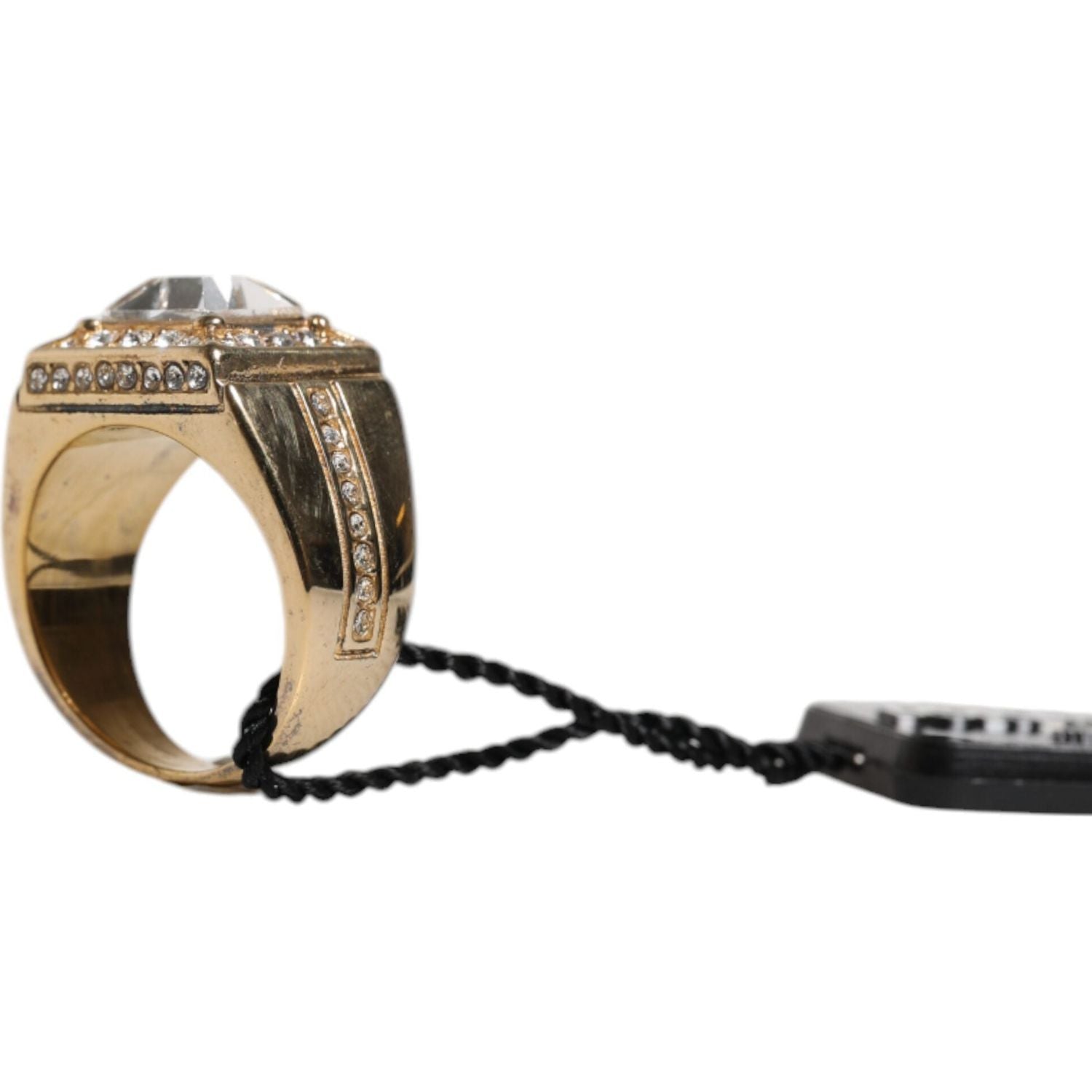 Dolce & Gabbana Gold Tone Sterling Silver 925 Crystals Ring