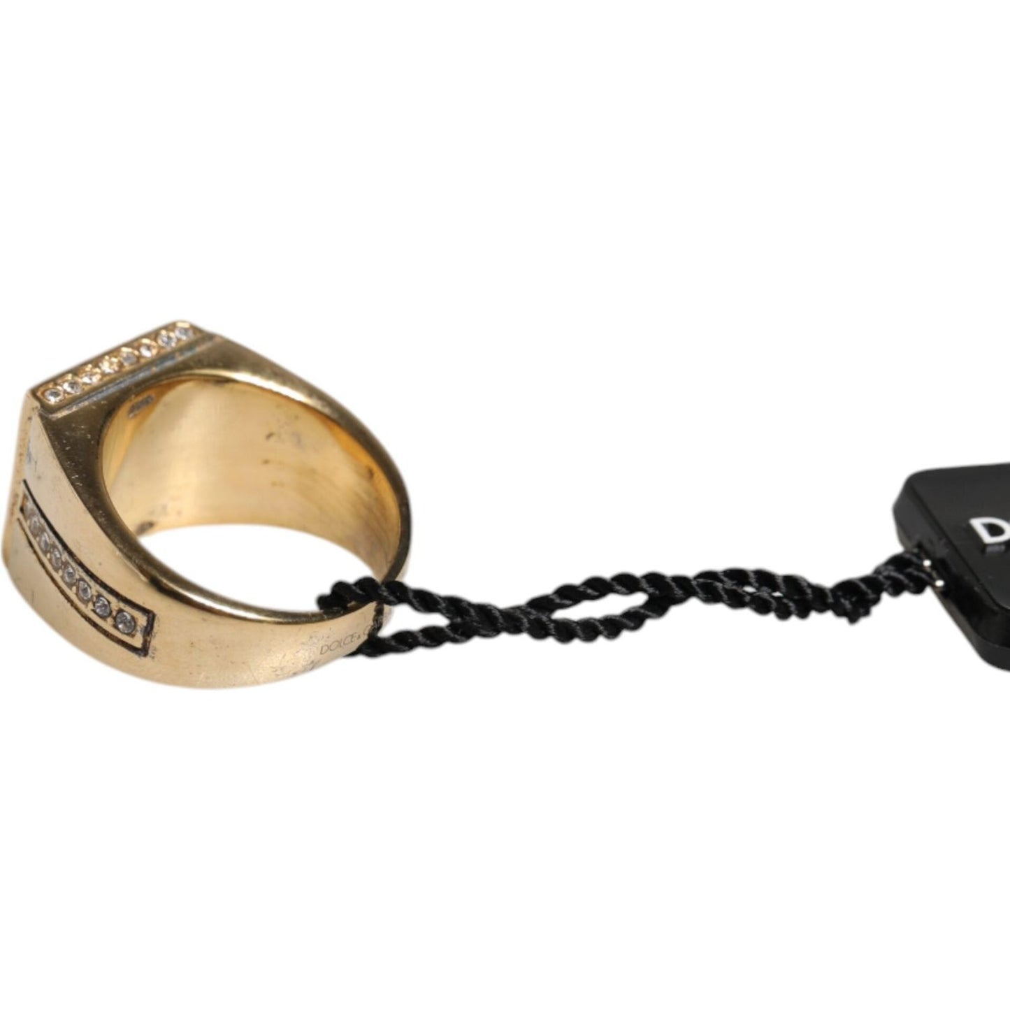 Dolce & Gabbana Gold Tone Sterling Silver 925 Crystals Ring SMY10553-58