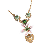 Dolce & Gabbana Gold Brass Lily Crystal Sacred Heart Pendant Necklace SMY10535