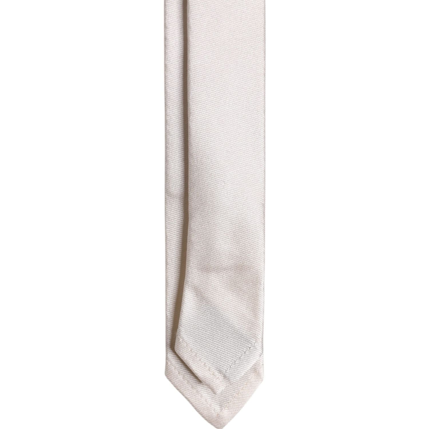 Dolce & Gabbana White Solid Silk Adjustable Necktie Tie