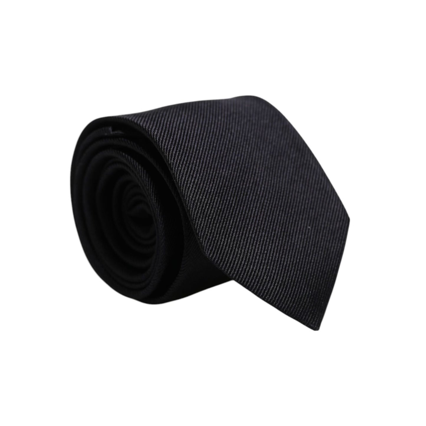 Dolce & Gabbana Black Solid Silk Adjustable Necktie Tie