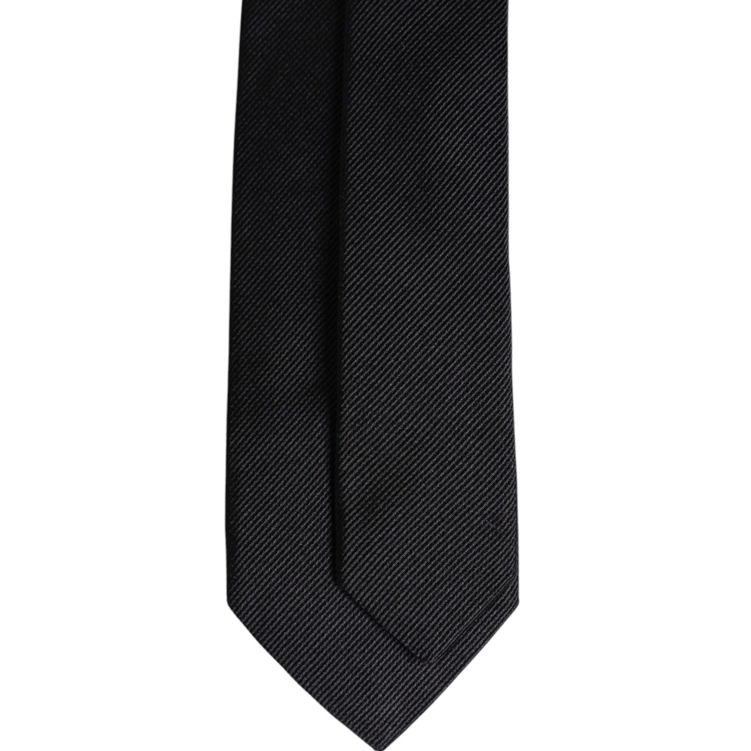 Dolce & Gabbana Black Solid Silk Adjustable Necktie Tie