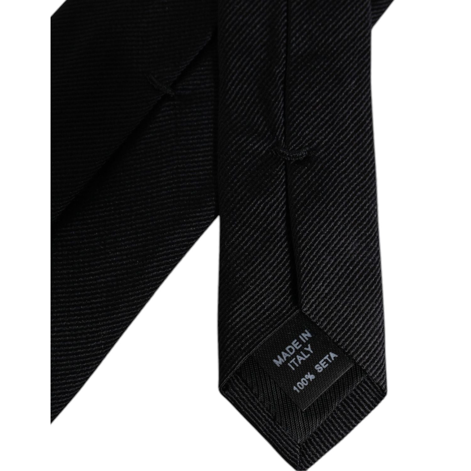 Dolce & Gabbana Black Solid Silk Adjustable Necktie Tie