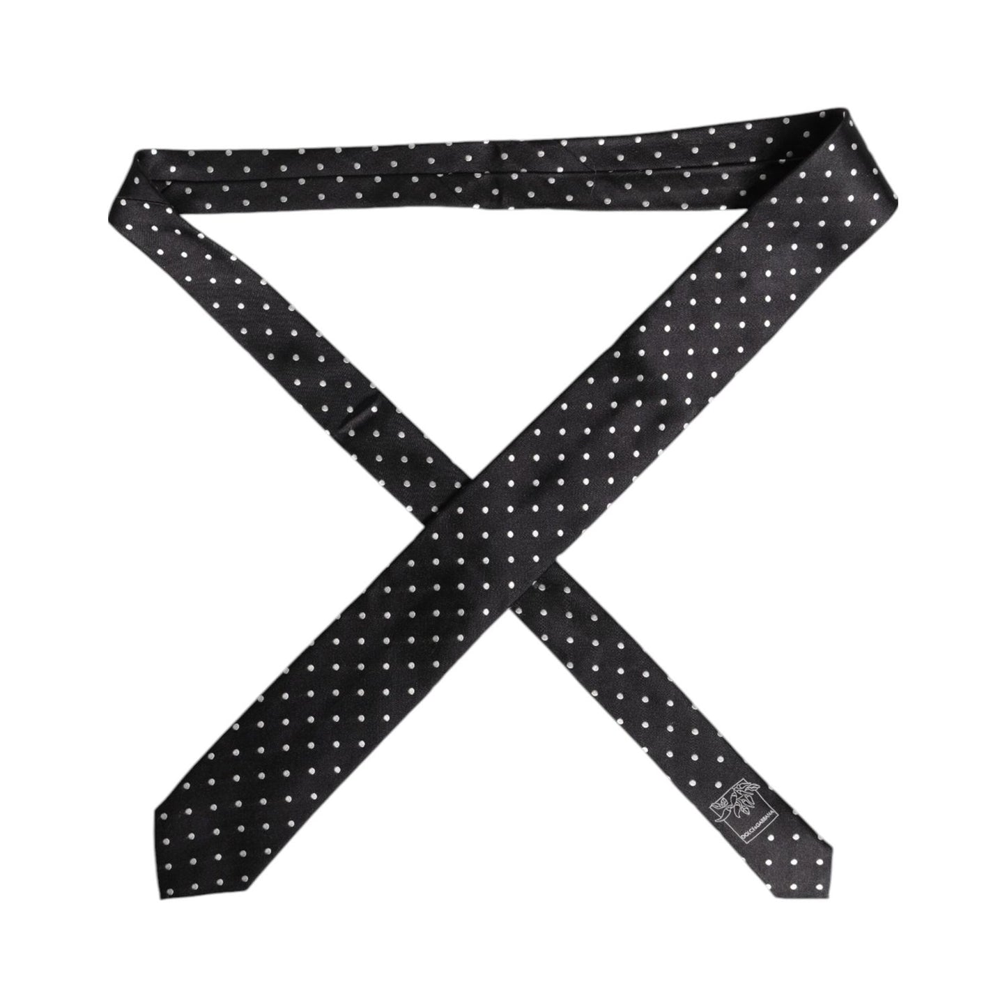 Dolce & Gabbana Black Polka Dots Silk Adjustable Necktie Tie