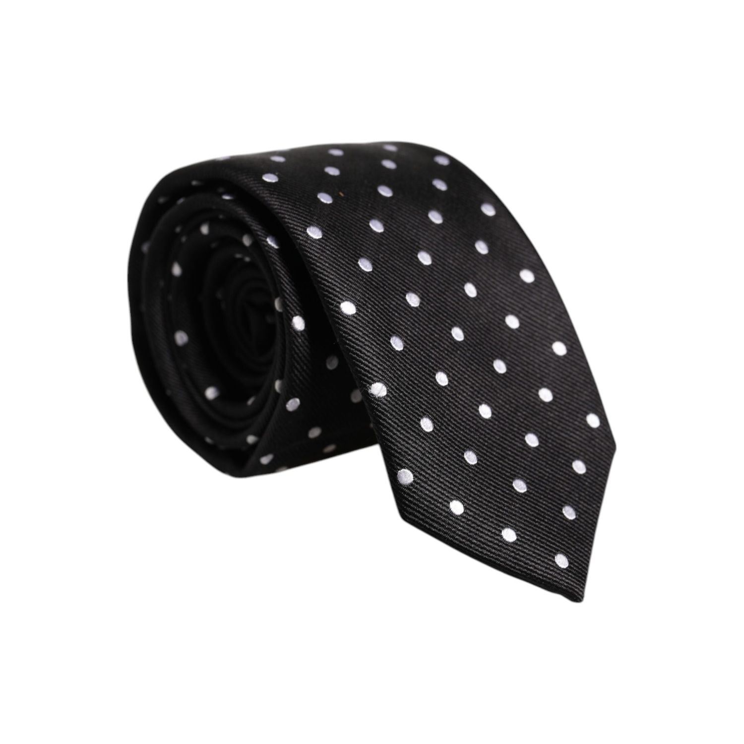 Dolce & Gabbana Black Polka Dots Silk Adjustable Necktie Tie