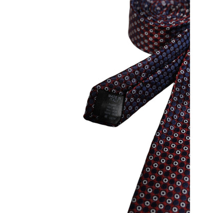 Dolce & Gabbana Red Blue Circles Silk Adjustable Necktie Tie
