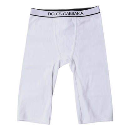 Dolce & Gabbana White Logo Cotton Cropped Tights Underwear