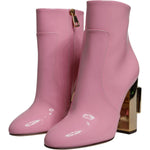 Dolce & Gabbana Pink Patent Leather Heel Mid Calf Boots Shoes LA12507-36