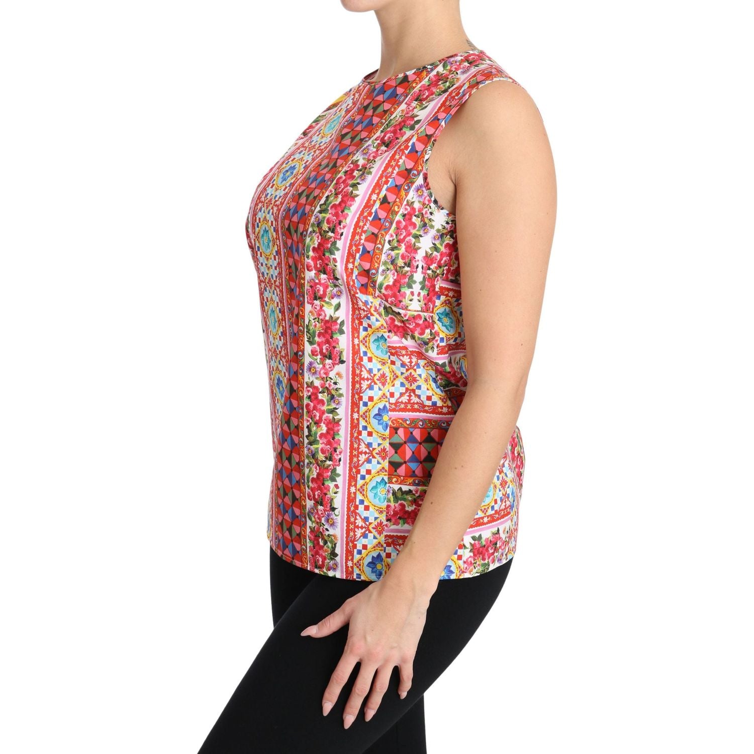 دولتشي آند غابانا كاريتو قميص بدون أكمام بطبعات من القطن الخالص