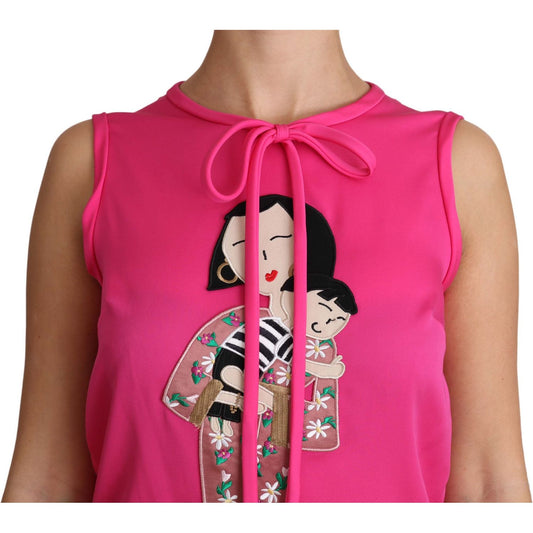 Dolce & Gabbana Pink Family Silk Tank Mama Blouse Top Shirt TSH3161#1-42