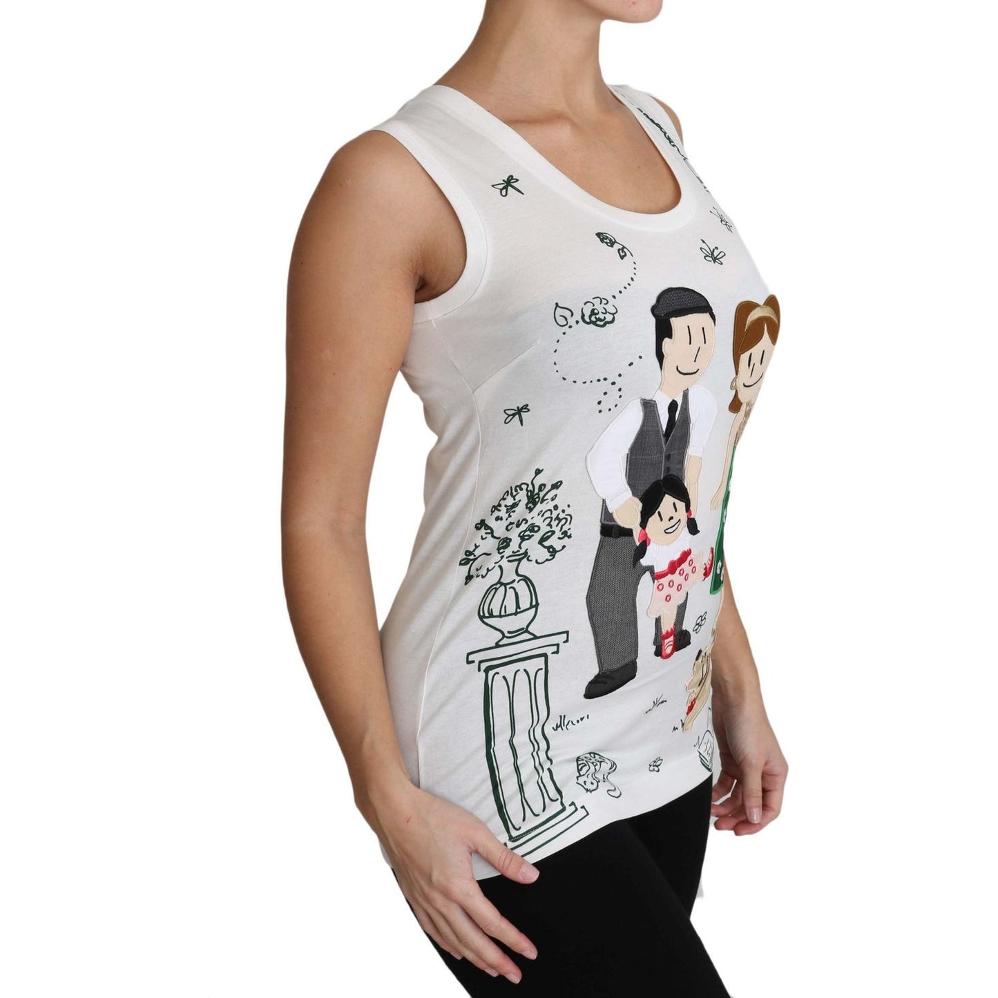 Dolce & Gabbana White Cotton #dgfamily Sleeveless Shirt Tank Top