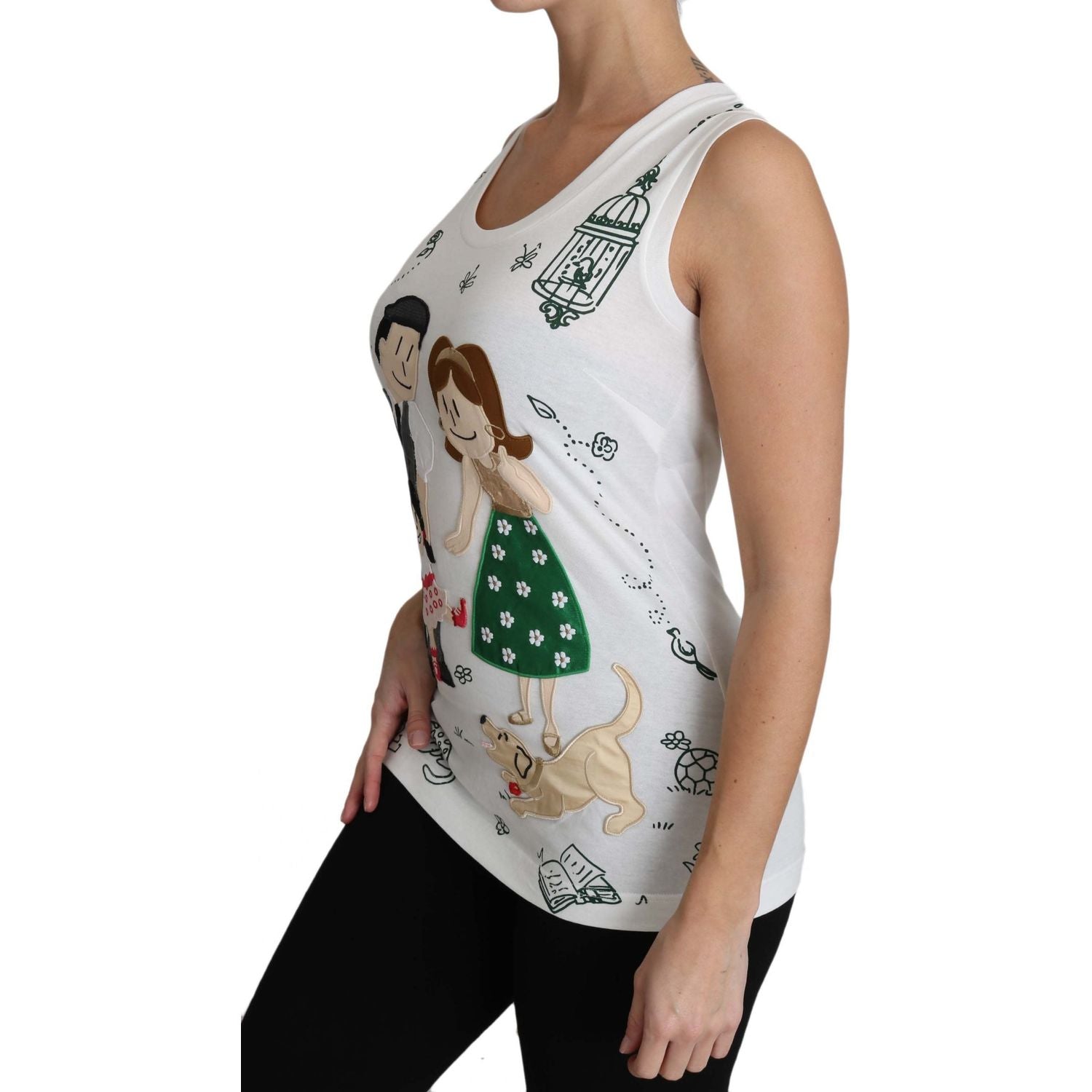 قميص دولتشي آند غابانا الأنيق المصنوع من القطن والحرير باللون الأبيض بدون أكمام