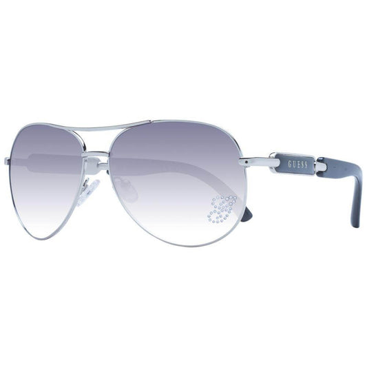 Guess Silver Women Aviator Sunglasses with Grey Gradient Lenses and Metal Full-Rim Frame - 100% UVA/UVB Protection