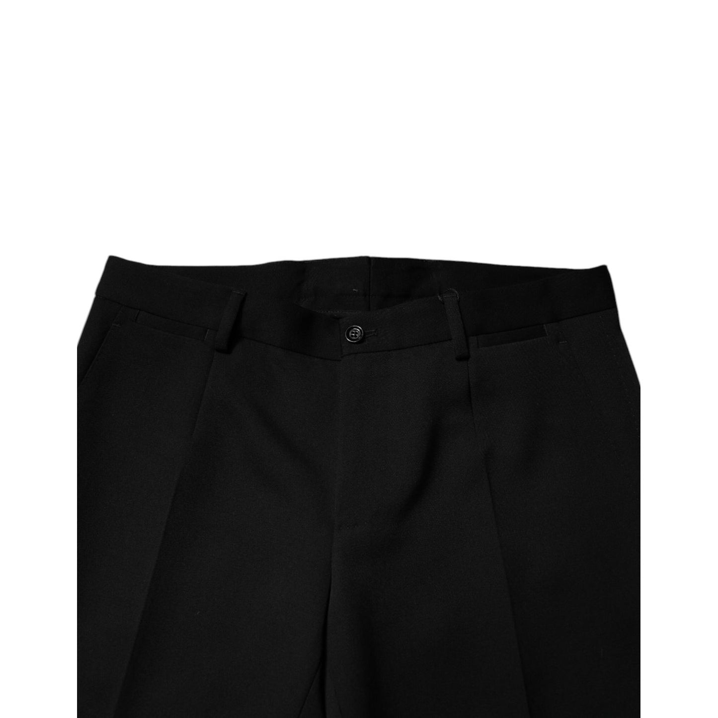 Dolce & Gabbana Black Wool Tapered Formal Dress Pants