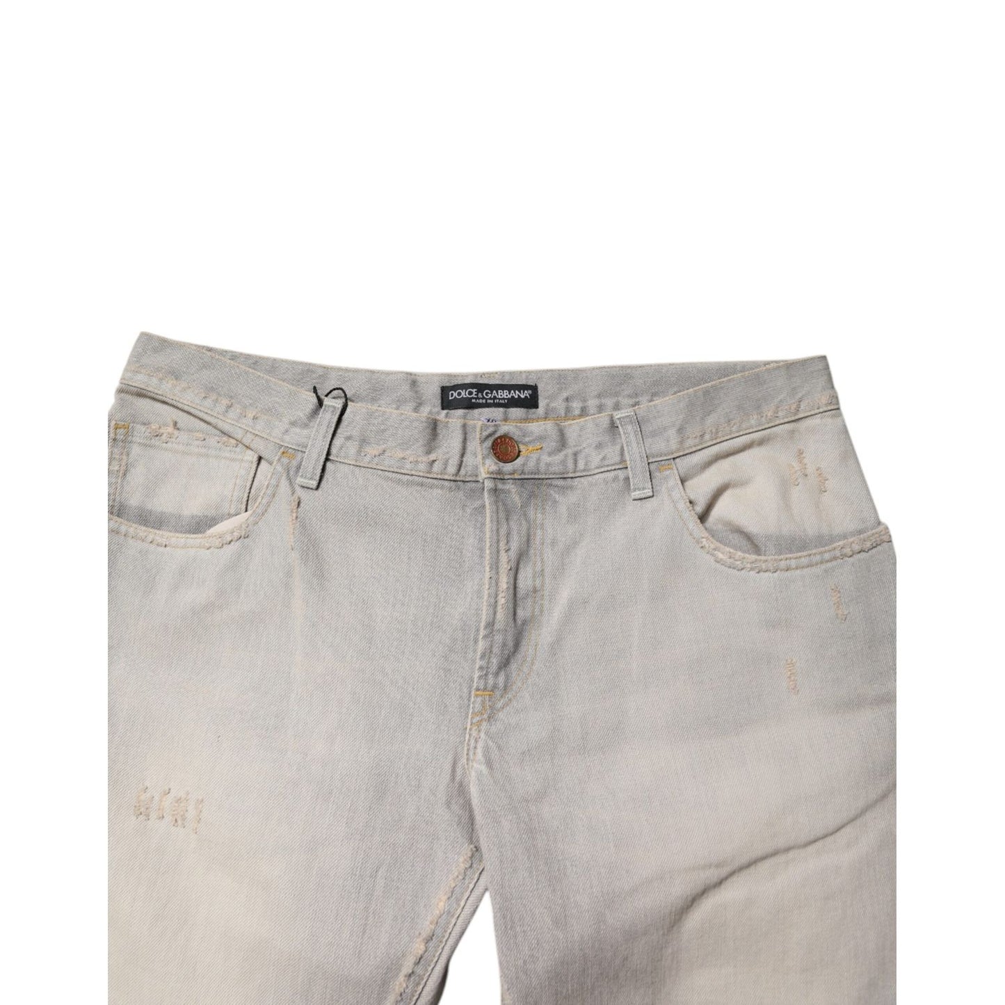 Dolce & Gabbana Light Gray Cotton Skinny Denim Jeans