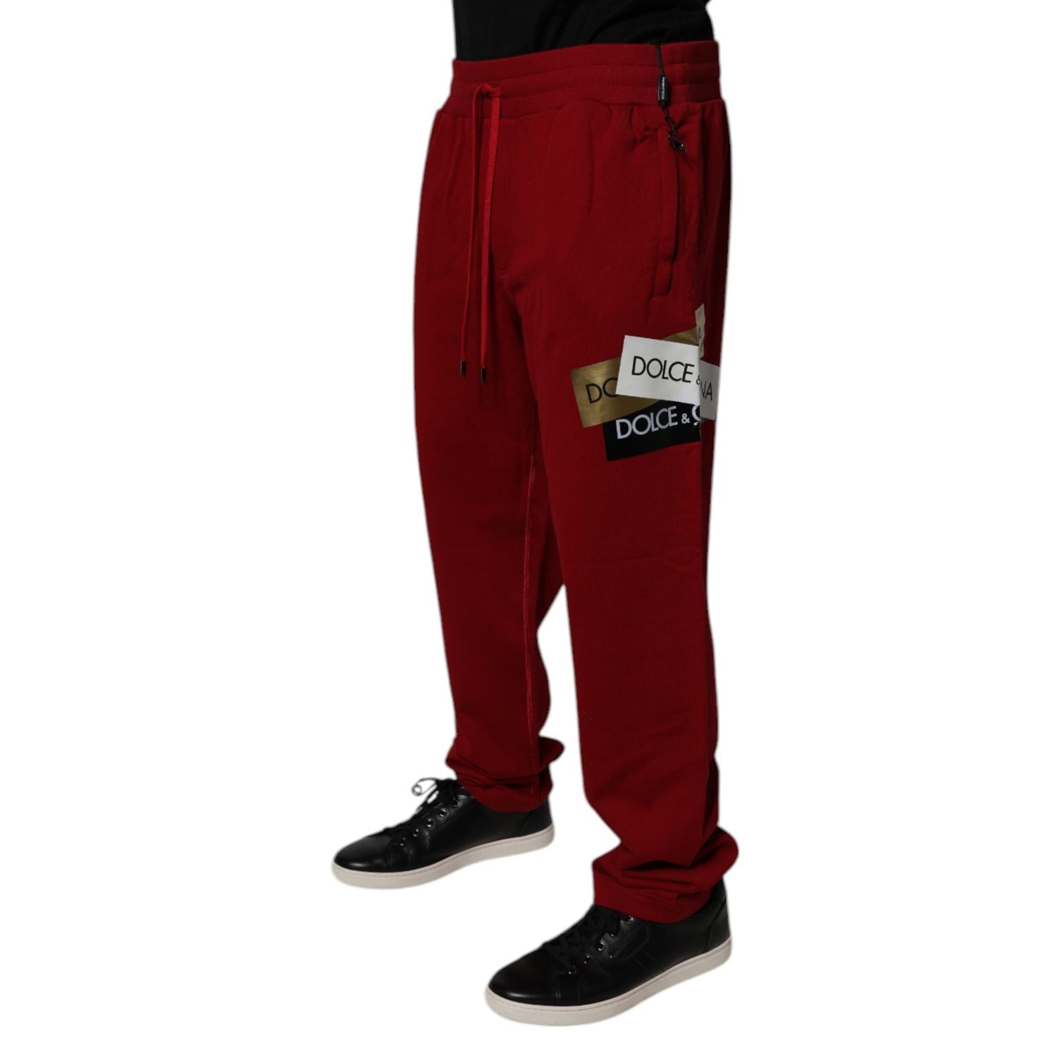 Dolce & Gabbana Red Logo Tape Cotton Jogger Sweatpants Pants