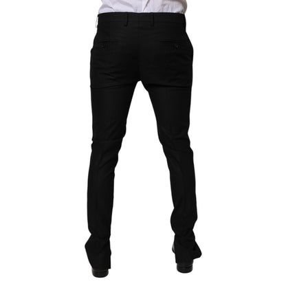 Dolce & Gabbana Black Virgin Wool MenSkinny Dress Formal Pants
