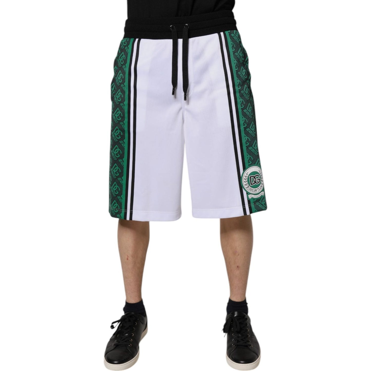Dolce & Gabbana White Green Men Jersey Sweatshorts Shorts PAN76183-48