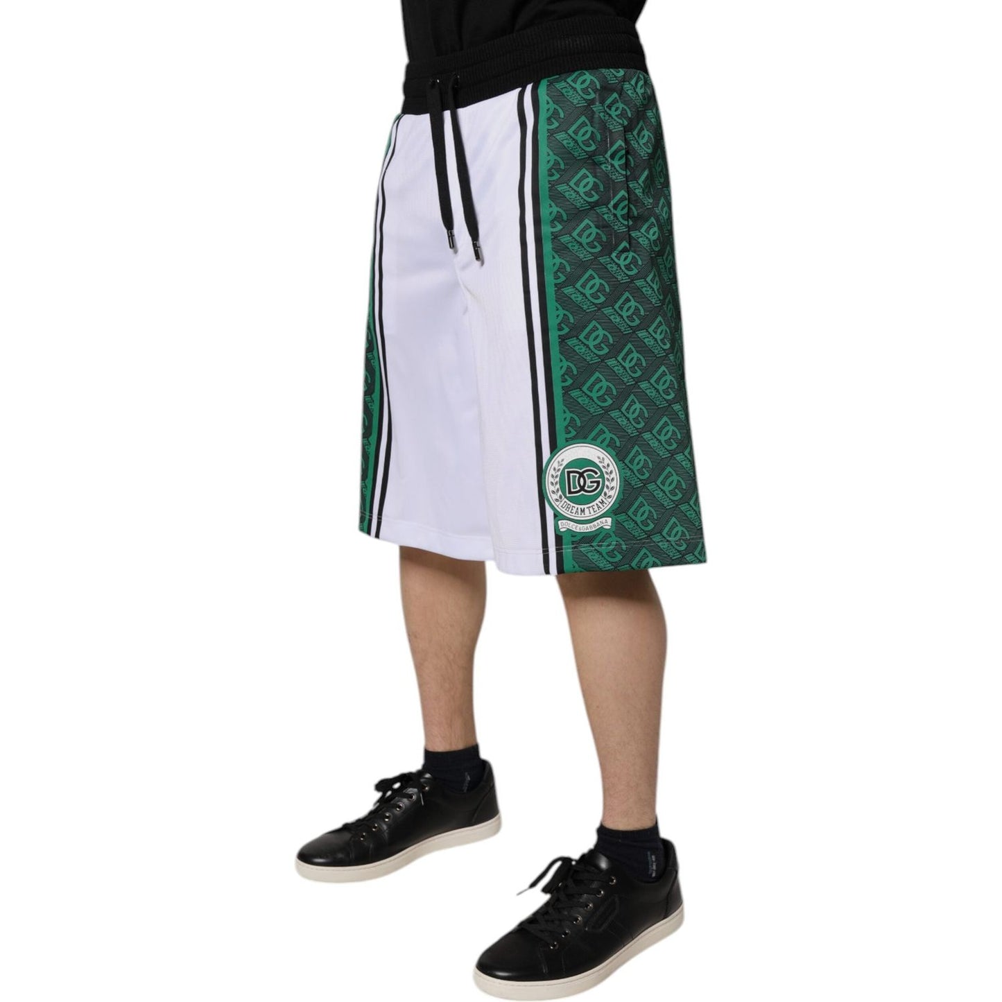 Dolce & Gabbana White Green Men Jersey Sweatshorts Shorts PAN76183-48