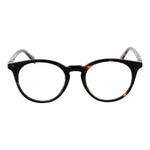 Guess Brown Men Glasses Frame with round acetate full-rim design and plastic demo lenses, perfect for a stylish look.