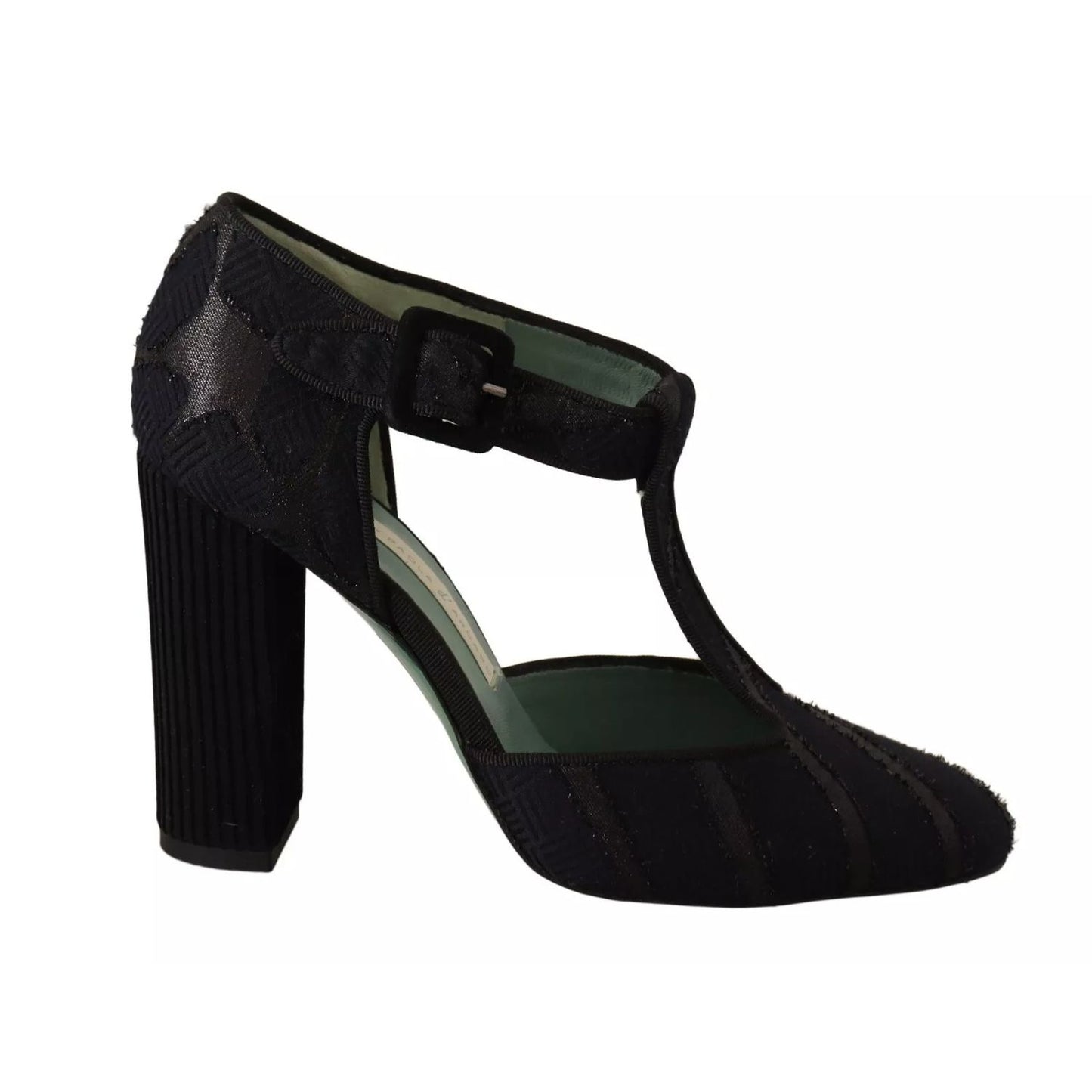 Paola D'Arcano Black Suede Leather Block Heels Sandals Shoes