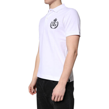 Dolce & Gabbana White Cotton Crown Collared Men Polo T-shirt