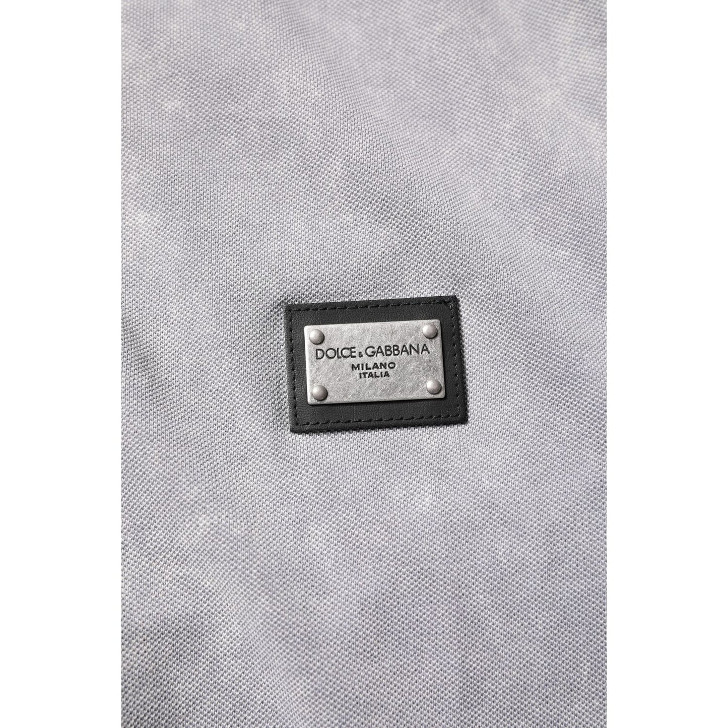 Dolce & Gabbana Gray Logo Plaque Cotton Men Polo Shirt T-shirt