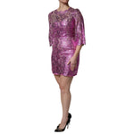 Dolce & Gabbana Metallic Fuchsia Floral Sheath Mini Dress