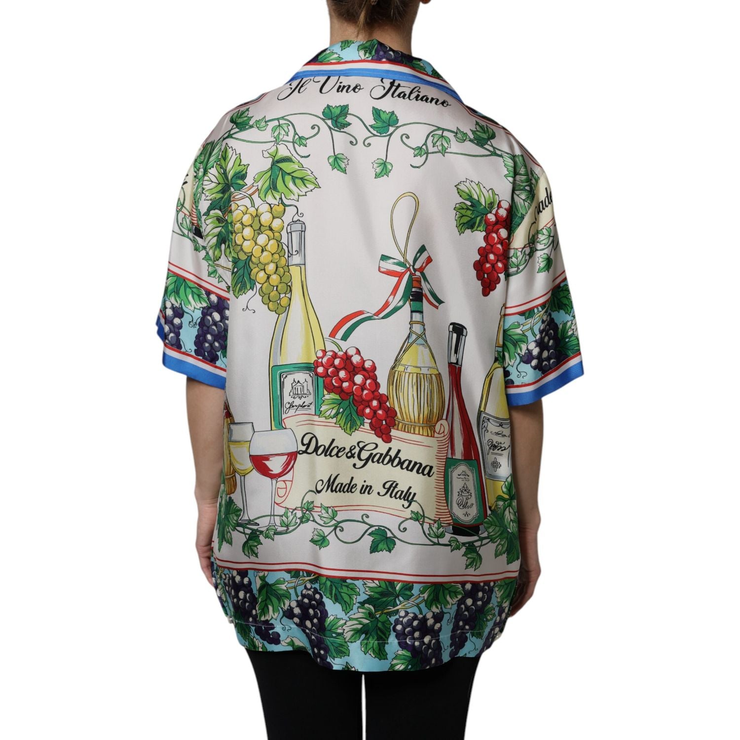 Dolce & Gabbana Multicolor Short Sleeve Silk Food Shirt Top