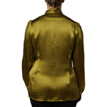 Dolce & Gabbana Olive Green Ascot Collar Long Sleeve Blouse Top TSH878634-46