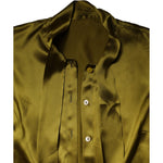 Dolce & Gabbana Olive Green Ascot Collar Long Sleeve Blouse Top TSH878634-46