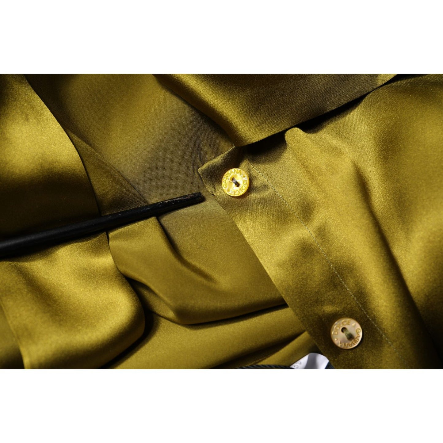 Dolce & Gabbana Olive Green Ascot Collar Long Sleeve Blouse Top TSH878634-46
