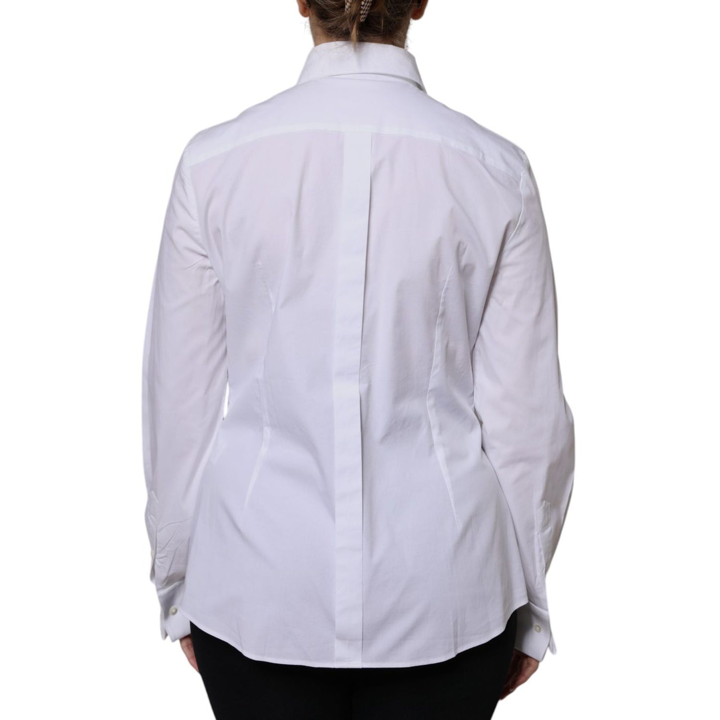 Dolce & Gabbana White Cotton Dress Collared Dress Shirt Top