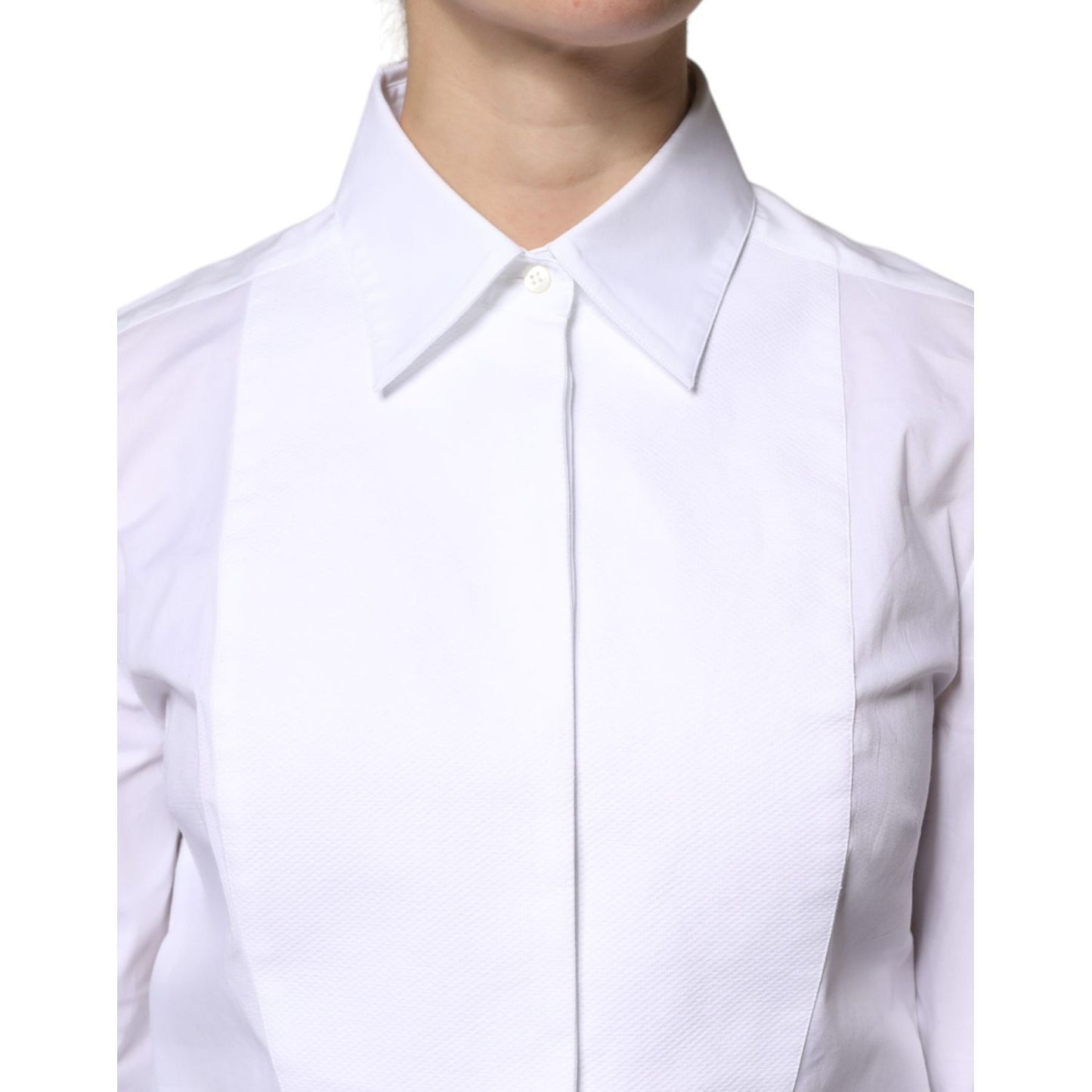 Dolce & Gabbana White Cotton Dress Collared Dress Shirt Top