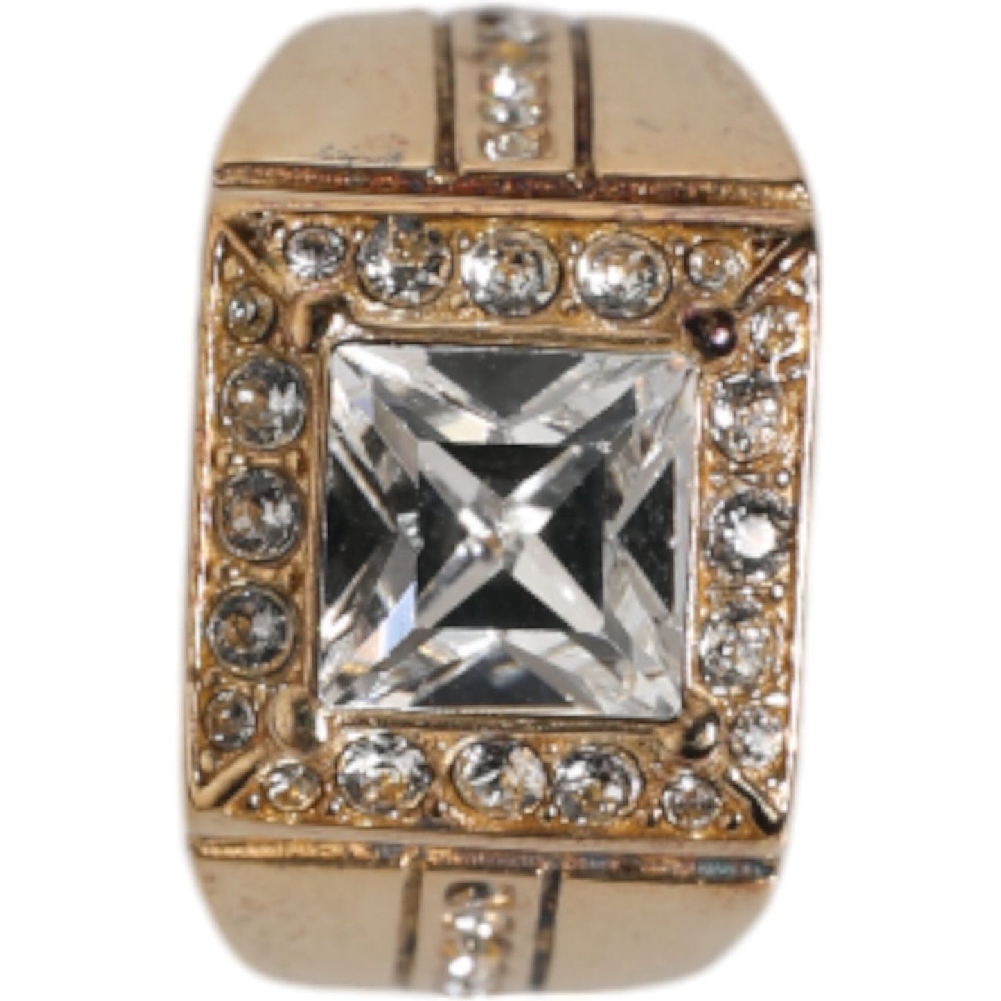 Dolce & Gabbana Gold Tone Sterling Silver 925 Crystals Ring