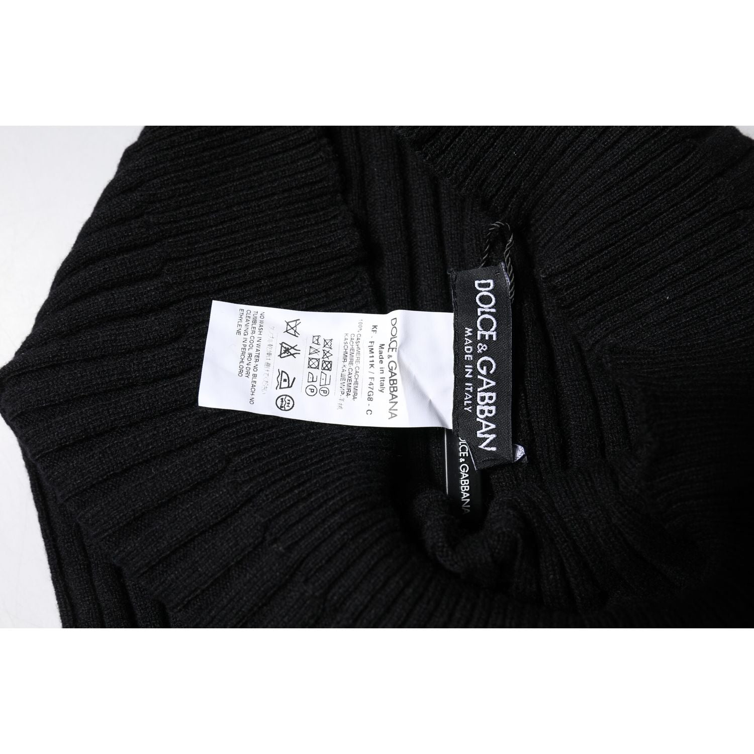 Dolce & Gabbana Black Cashmere Knitted Neck Warmer Foulard Scarf