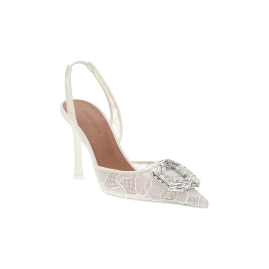 Amina Muaddi Camelia slingback lace Pumps Amina Muaddi Light Gray