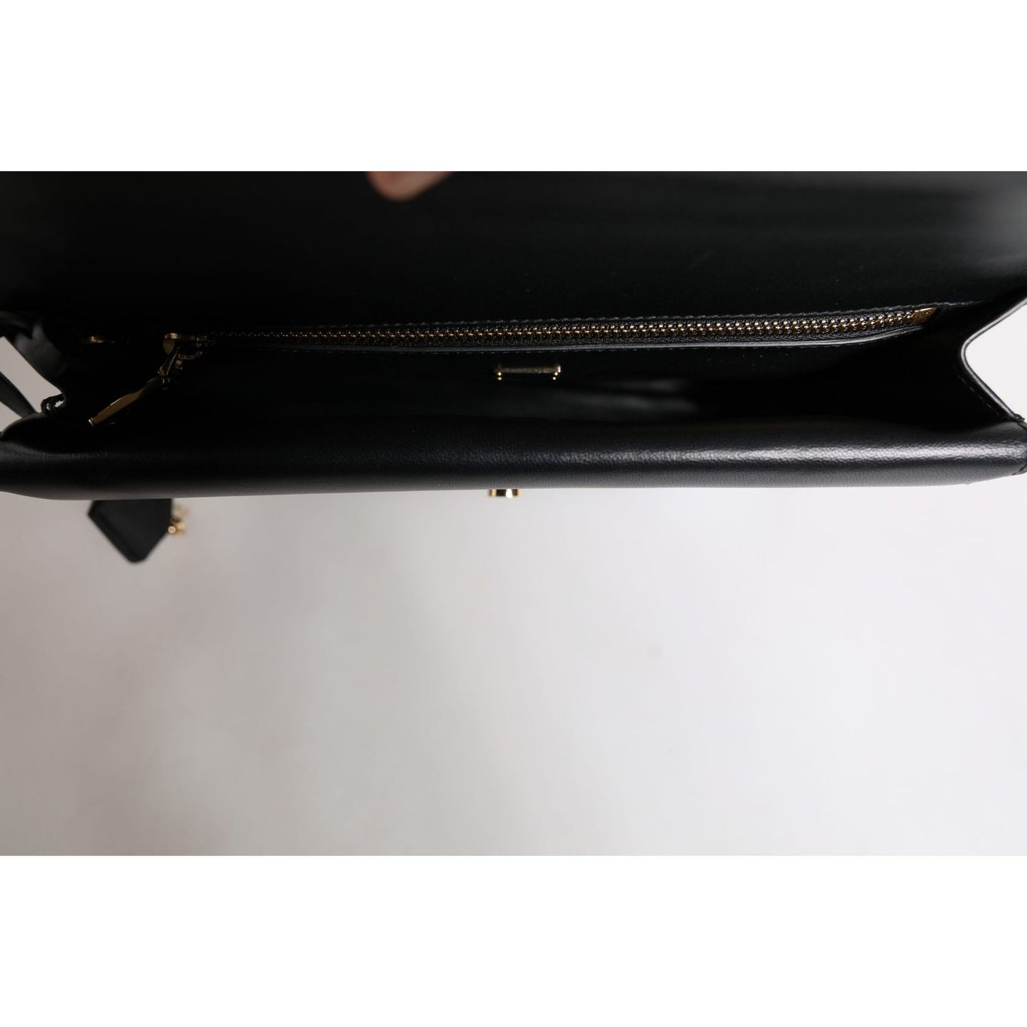 Dolce & Gabbana Black Leather Logo Plaque Document Briefcase Bag