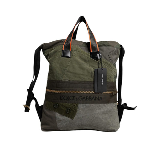 Dolce & Gabbana Military Green Patchwork Rucksack Backpack Bag BAG4340