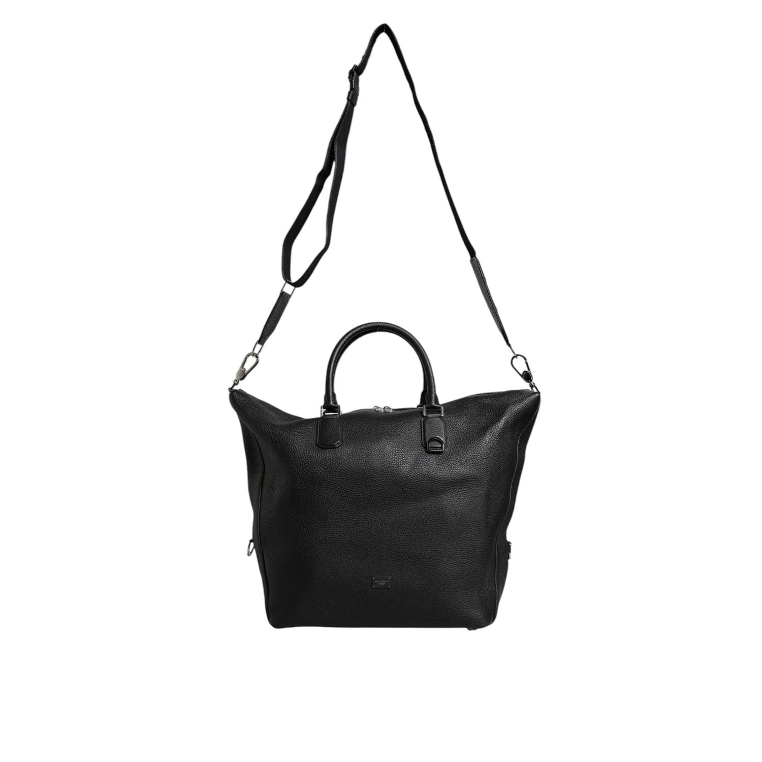 Front view with bag zipped and handles upright.