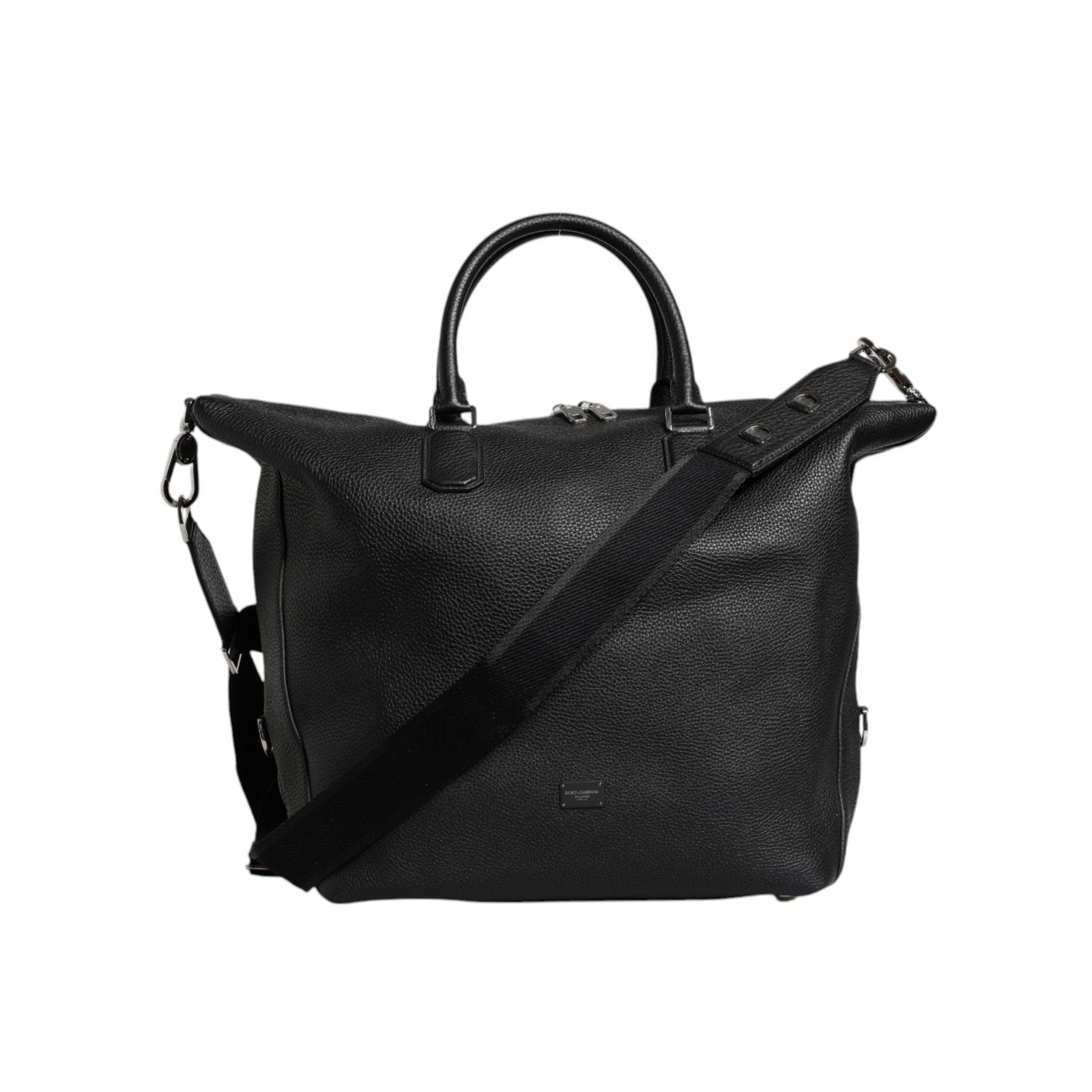 Front view with bag zipped and handles upright.