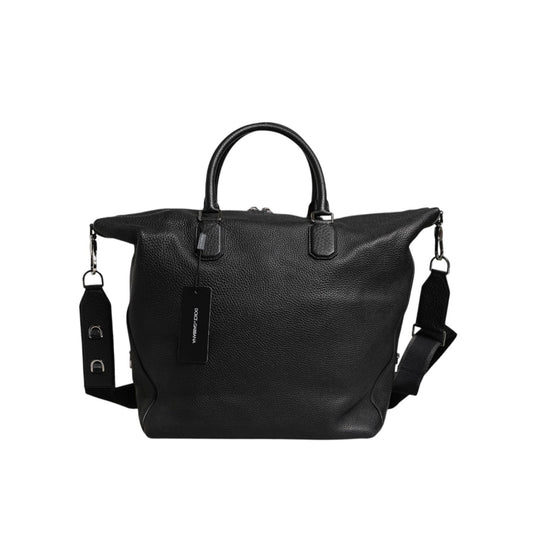 Dolce & Gabbana Black Calfskin Leather Men Shoulder Duffle Bag