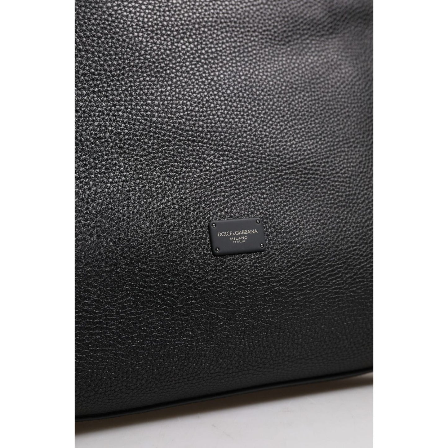 Dolce & Gabbana Black Calfskin Leather Men Shoulder Duffle Bag BAG4347