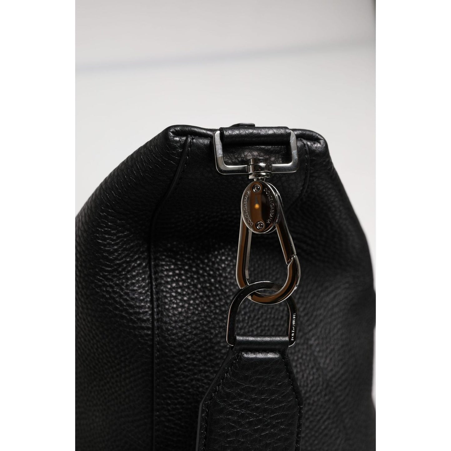 Dolce & Gabbana Black Calfskin Leather Men Shoulder Duffle Bag BAG4347